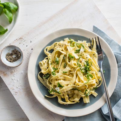 Fettuccine with Creamy Corn Alfredo