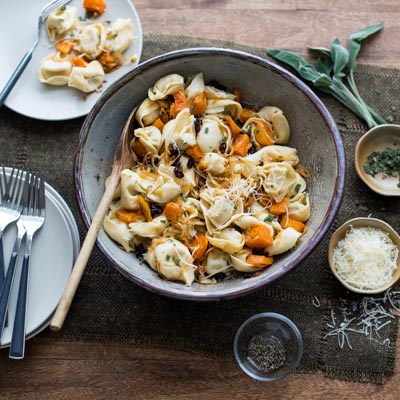Tortelloni with Butternut Squash, Caramelized Onions and Cranberries