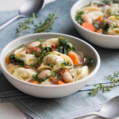 White Bean Soup with Chicken & Prosciutto Tortelloni
