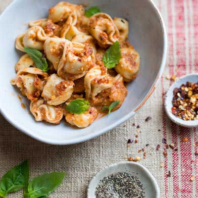 Sun-Dried Tomato & Walnut Pesto with Herb Chicken Tortellini