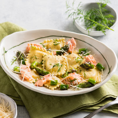 Brown Buttered Salmon with Four Cheese Ravioli