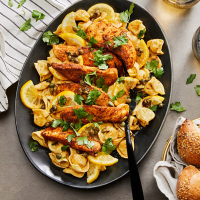 Moroccan Lemon Caper Chicken Tortellini
