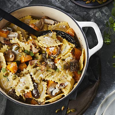 Pumpkin and Wild Mushrooms with Ravioli